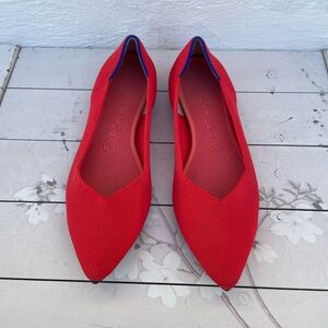 Rothy's Bright Red Pointed Knit Flats